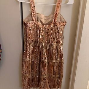 Gold fringe flapper dress